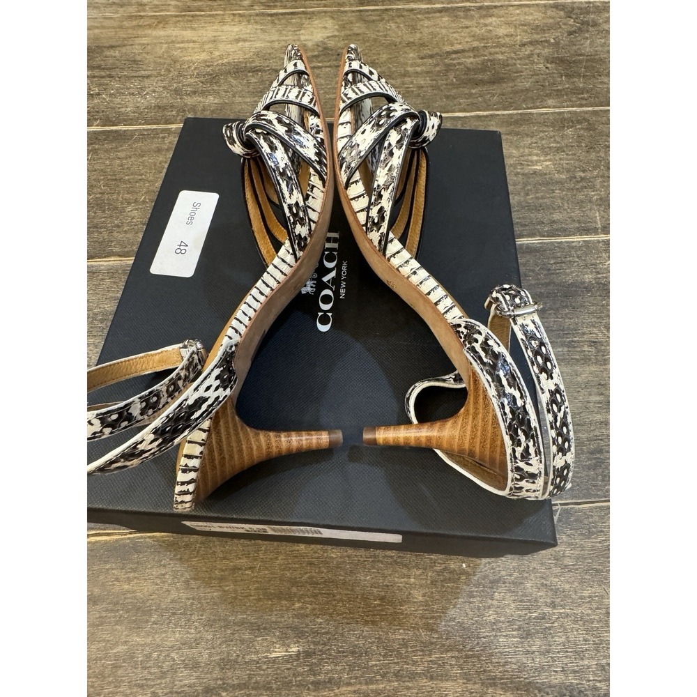 Coach Meg heel ankle-strap sandal featuring a kitten heel Genuine Snakeskin - Picture 7 of 11